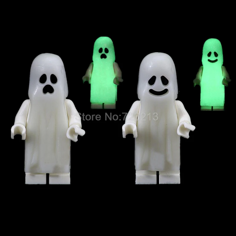 Одна Хэллоуин призрак серии светящиеся фигурки Набор крик мрак в темноте зомби брелок строительные блоки комплекты кирпичей игрушки