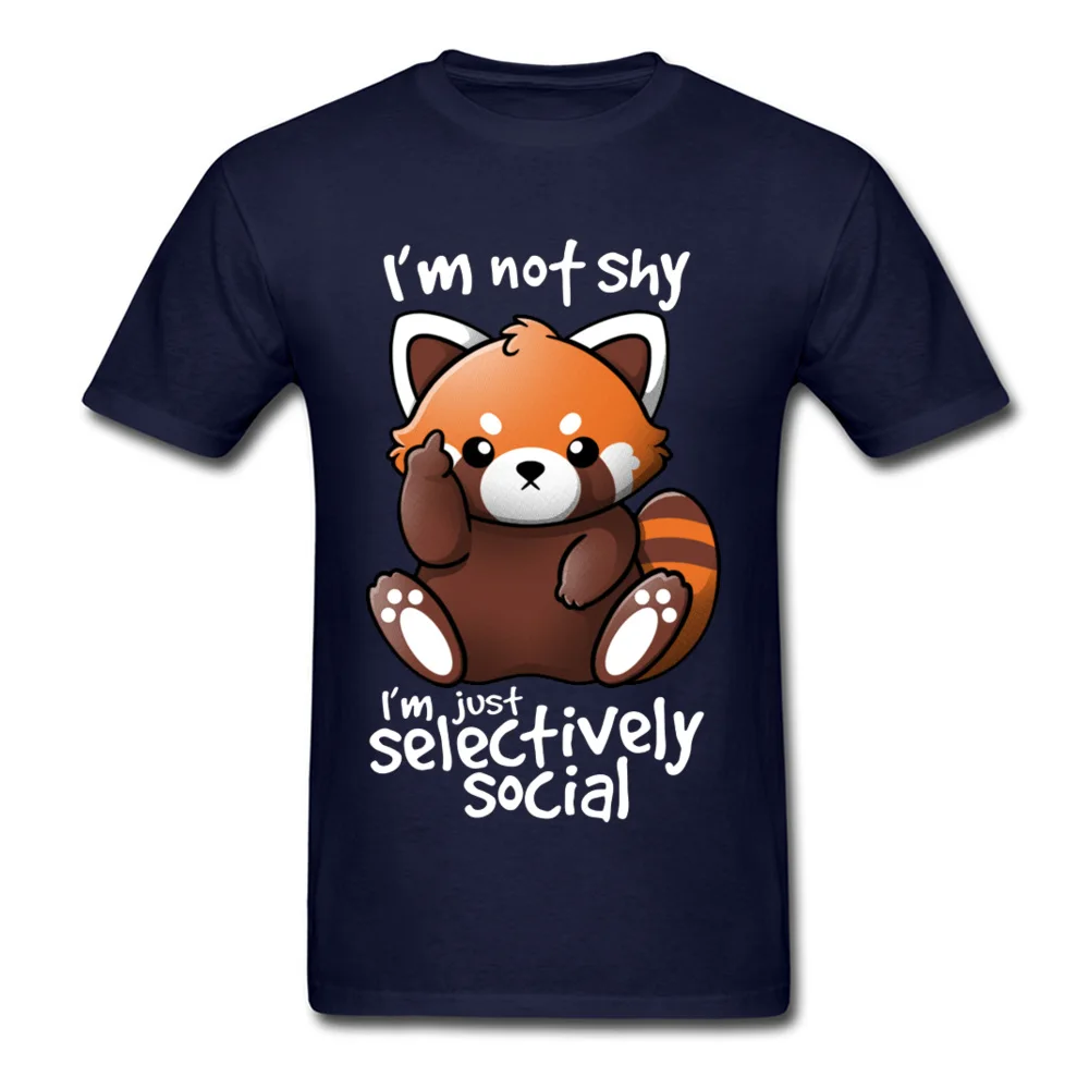 SHY-RED-PANDA-0601 Round Neck Tshirts Summer Autumn Print Tops Shirt Short Sleeve New Arrival 100% Cotton Tops T Shirt Men's SHY-RED-PANDA-0601 navy