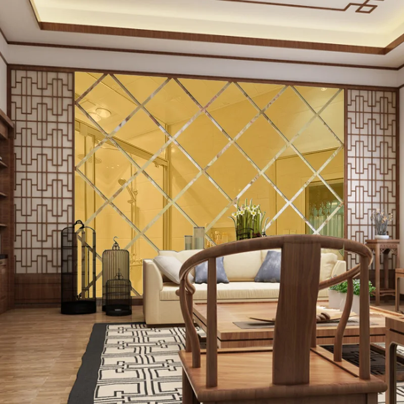 Индивидуальные красочные самоклеящиеся акриловые 3D стерео настенные зеркальные наклейки украшения креативный зал домашний декор серебристо-золотой диамон