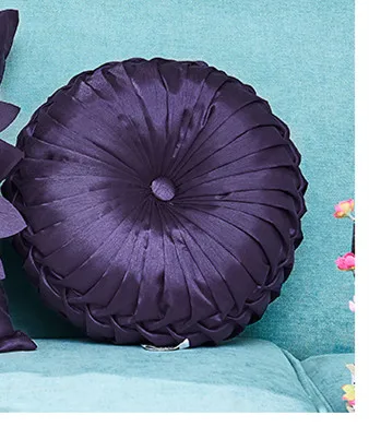 3D Ручная работа алмазная круглая подушка, домашний декор белый цвет слоновой кости Розовый Цветы Чехол для подушки 35x35 см с наполнением - Цвет: purple round