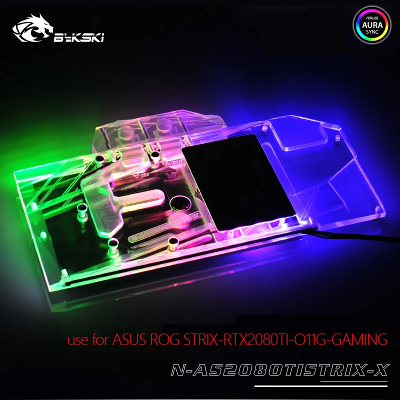 Bykski водного блока использовать для ASUS ROG STRIX-RTX2080TI-O11G-GAMING/полное покрытие медный блок/RGB светильник/совместимый бэкплейт