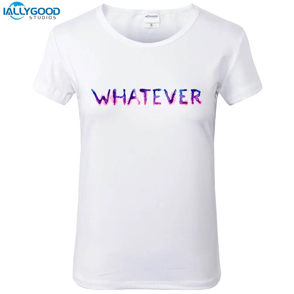 

Fashion Colorful whatever T-Shirt Women simple Letter Printed T Shirts O-neck Soft Short Sleeve Casual White Tops S1710