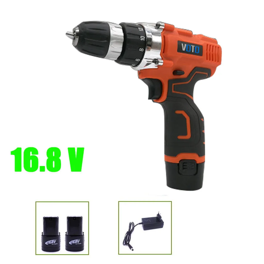 

VOTO V6 2*Battery Rechargeable Cordless Drill Electric Screwdriver Set Lithium Power Tools Screw Gun Driver 16.8V Orange 2018