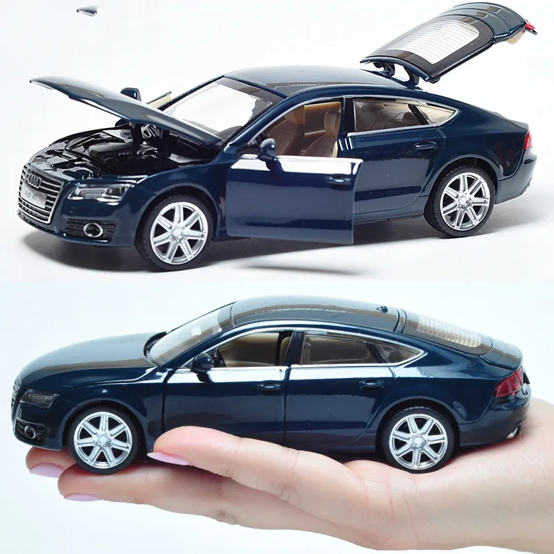 

1:32 Die Cast Model Cars Electric Flashing Pull back automobile Alloy Vehicle gld3 Coche Children Toys Audi A7 Business Car