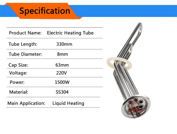 Isuotuo 63 мм крышка 220 В 1500 Вт Электрический водонагреватель трубка с 2 зондами нагревательный элемент котел нержавеющая сталь нагреватель запчасти