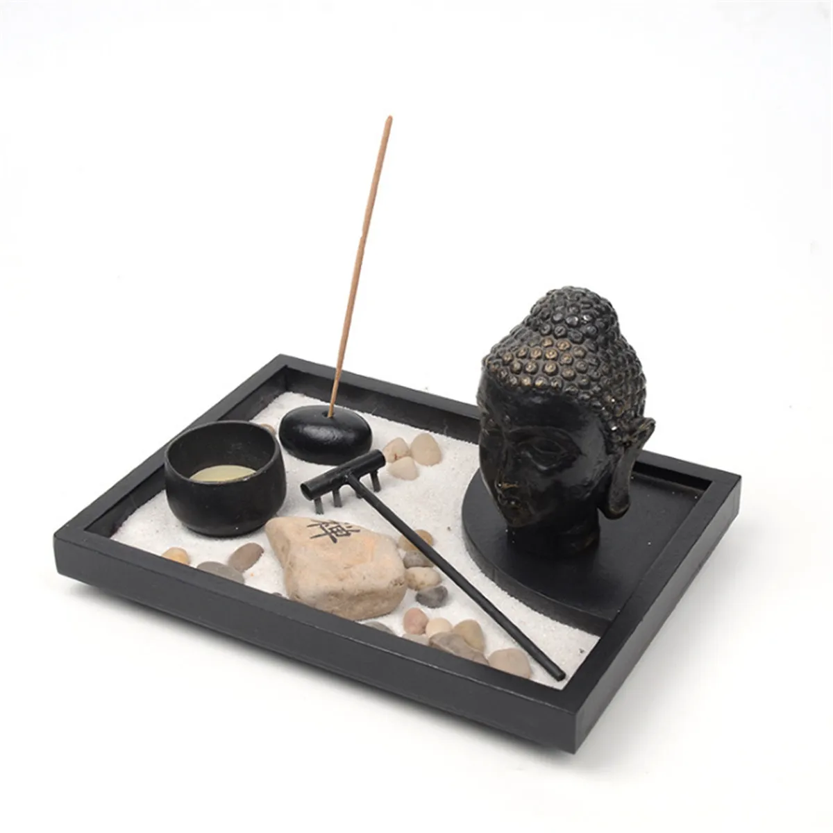 

Zen Garden Sand Kit Buddha Statue Figurine Tealight Holder Incense Burner Spiritural Meditation Teahouse Home Decoration Crafts