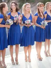 V-Neck Draped Purple Knee-Length Bridesmaid Dresses 2016 New Popular Free Shipping Wedding Party Dress