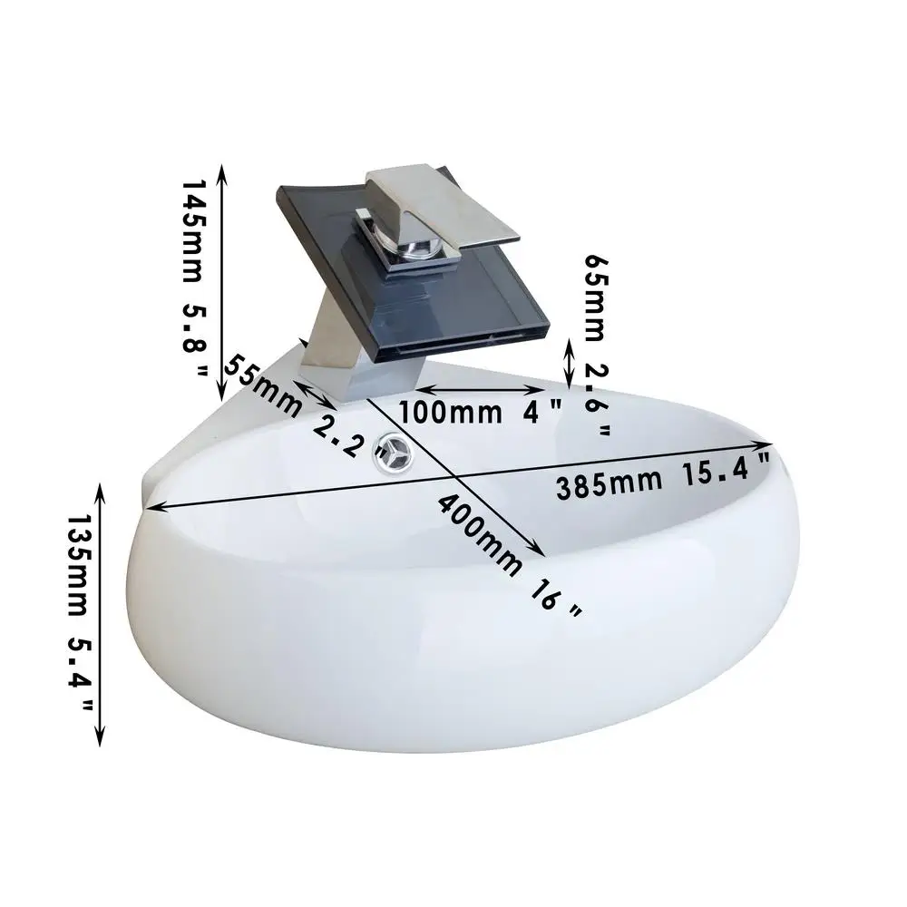 KEMAIDI ванная комната керамическая раковина+ Черный Стеклянный Водопад латунь кран Набор TW32058217 для раковины, шкафчика, под умывальник смесители