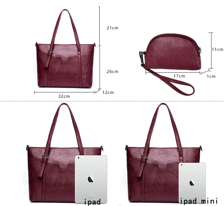 Женская сумка, мягкие кожаные сумки через плечо, 2 комплекта, известный бренд, дизайнерские женские сумки-мессенджеры, женские повседневные сумки-тоут