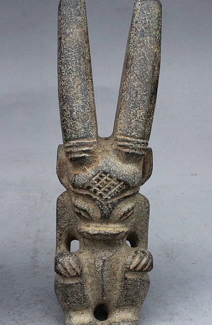 

8" Chinese Old Hongshan Culture Ancient Jade Stone Dragon Statue Sculpture