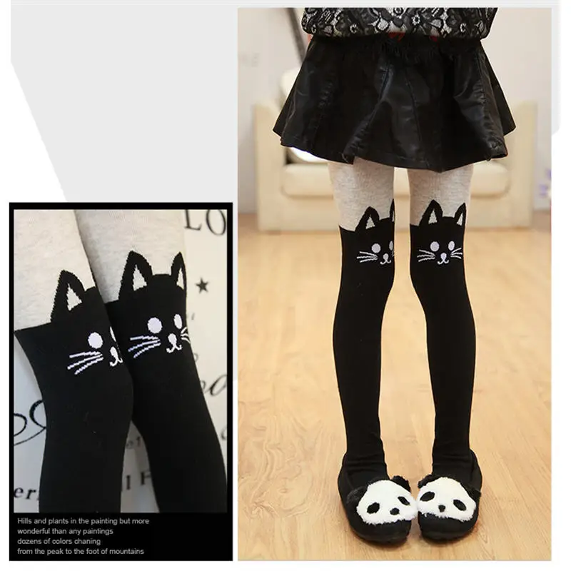 

Top Sale Autumn Winter Girls Tights Cute Kitty Cartoon Printed Toddler Tights Kids Kawaii Pantyhose Lovely Velvet Girls Stocking