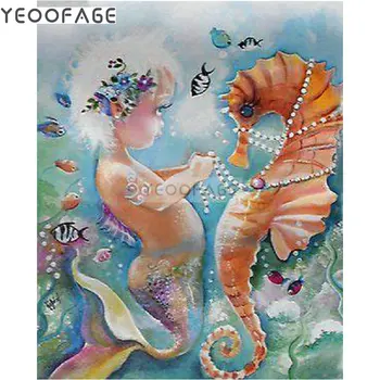 

5D Diy Diamond Embroidery Seahorse square rhinestones Mosaic stickers Full Diamond Painting Cross Stitch Decoration Handicrafts