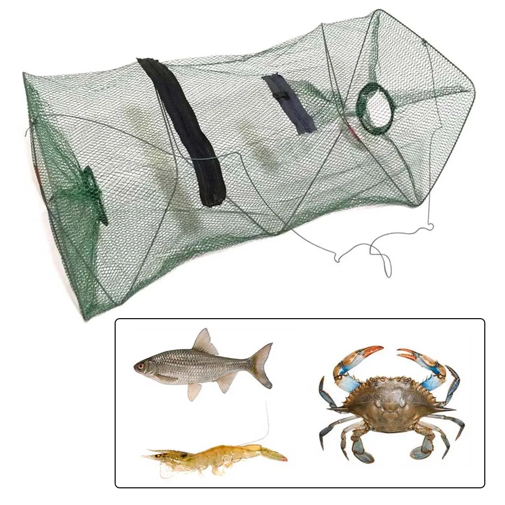 

Hole Mesh Folding Fishing Net Tackle Portable Hexagon Fish Network Casting Nets Crayfish Shrimp Crab Catcher Tank Trap Cages