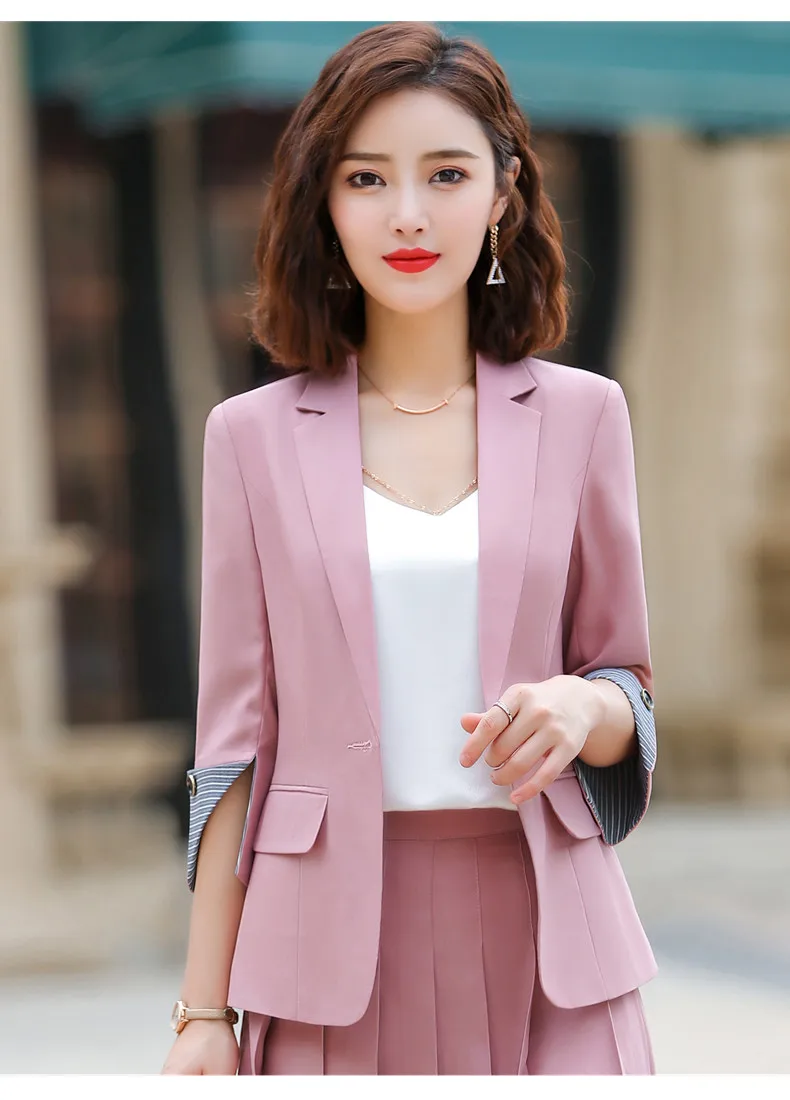 Модный женский Блейзер, Летний тонкий пиджак с коротким рукавом, офисный Женский Повседневный пиджак для работы