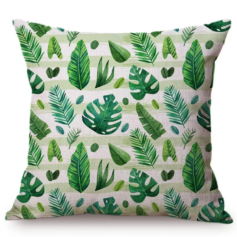 Наволочка для подушки с изображением тропических джунглей, фламинго, украшение для дома, наволочка для автомобиля, пальмовый лист, тукан, попугай, мягкие наволочки