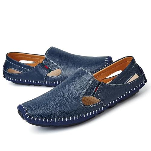 Г.; модные мужские кожаные туфли для вождения без подолов; большие размеры 45, 46, 47; мужские легкие мягкие лоферы - Цвет: Blue