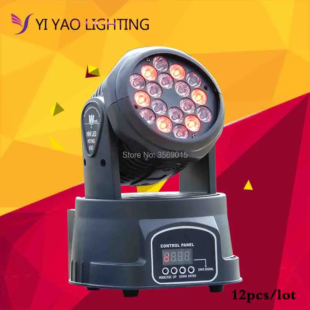 

12pcs/lot 18x3w RGB CREE LED mini Moving Head Light Wash Light For Stage Lighting