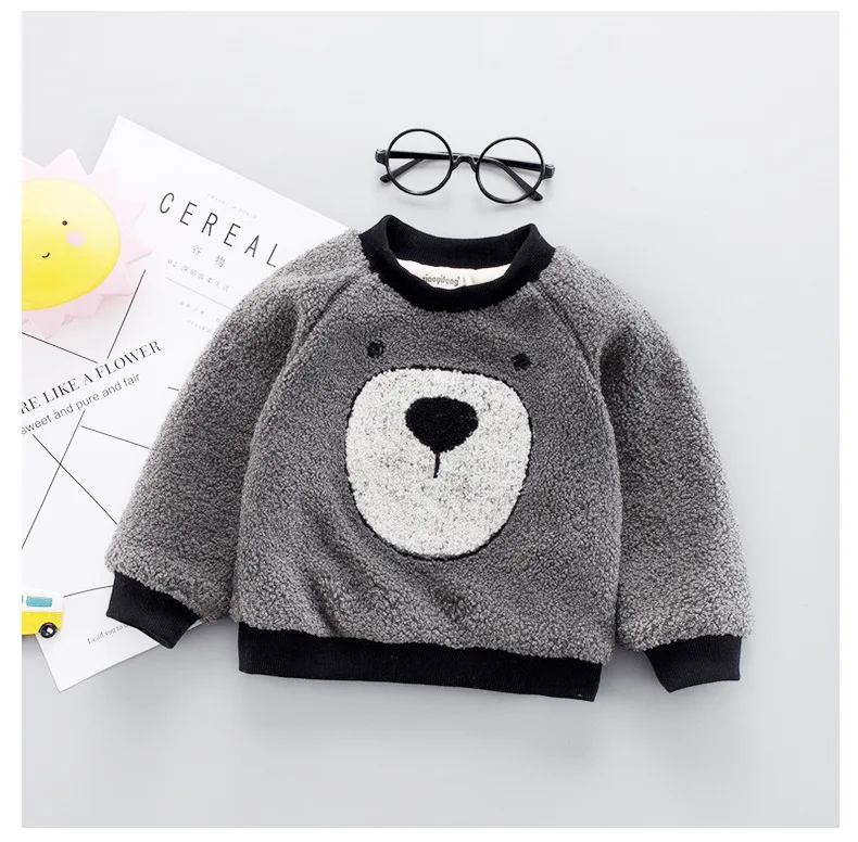 Baby Sweater Girl Boy Autumn Winter Wear Warm Cartoon Sweaters Children Thick Casual Velvet Costume Kids Clothes Suit
