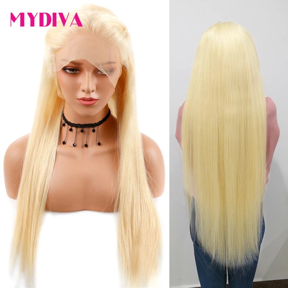 13*4 Glueless Honey Blonde Lace Front Wig Brazilian Straight 613 Lace Front Human Hair Wig Pre Plucked Transparent Lace Wig Remy