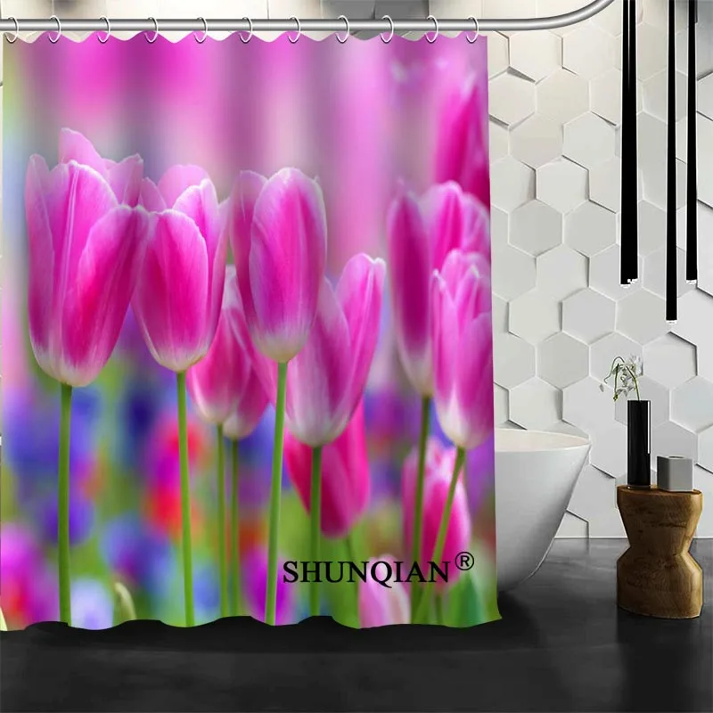 Custom tulips Shower Curtain High Quality bathroom Accessories