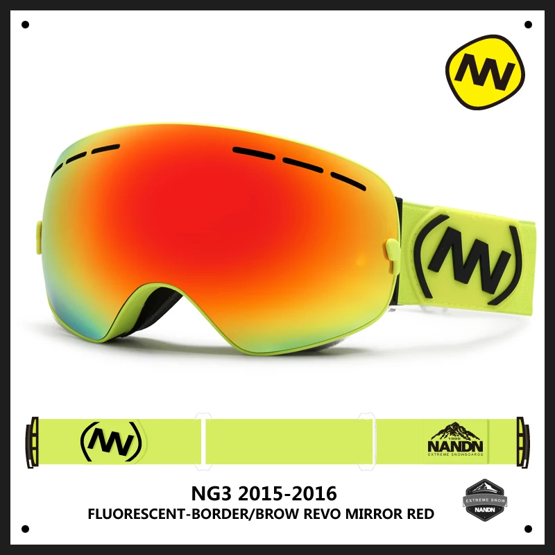 Nuevo NANDN marca gafas de esquí doble UV400 anti-niebla gran máscara de esquí gafas de esquí de las mujeres de los hombres de nieve snowboard gafas