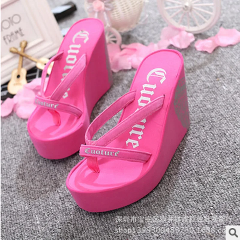 Fashion Summer 11cm High Heels Women Rubber Flip Flop