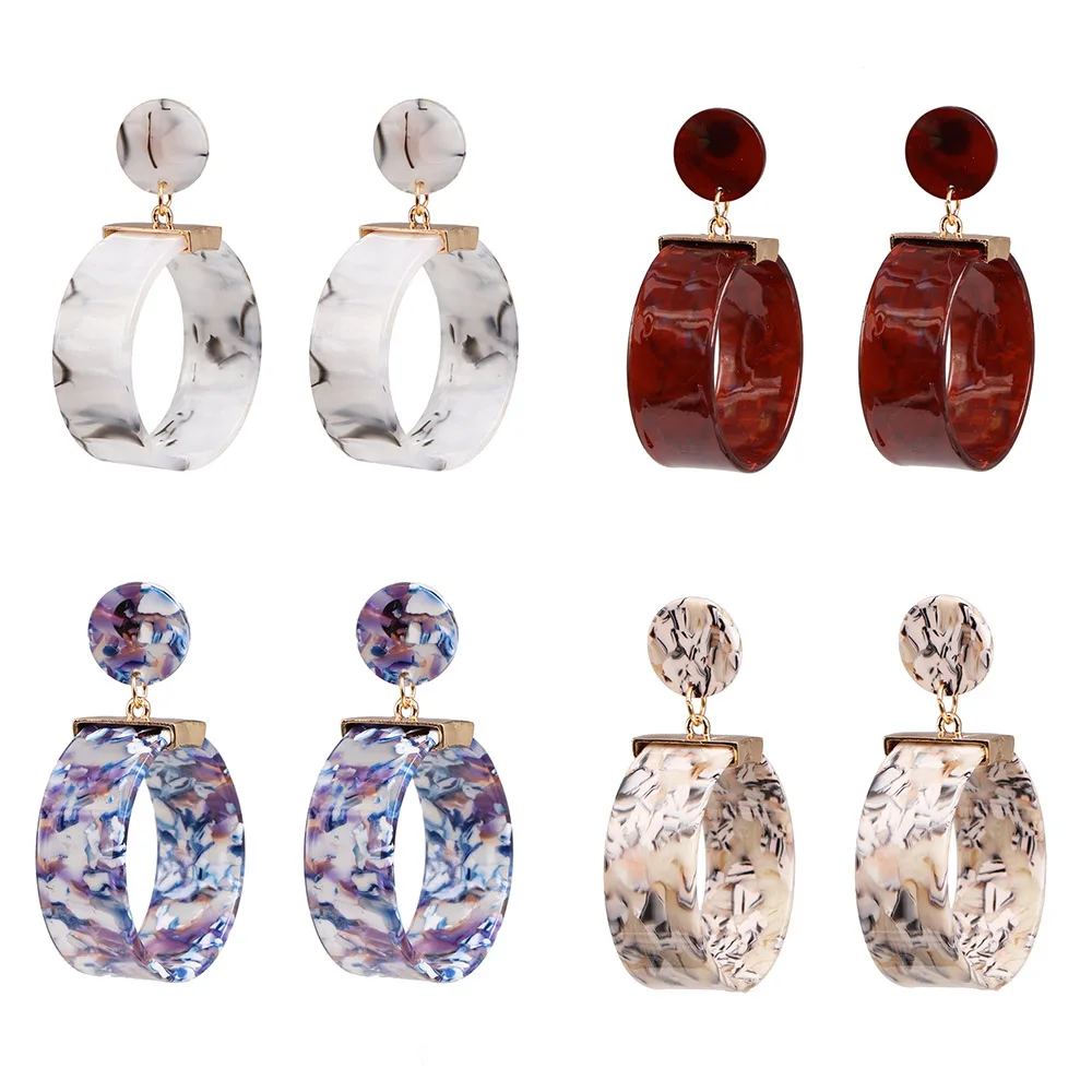 

2019 New Exaggerated Big Round Acrylic Statement Drop Earrings For Women 2019 Hot Boho Resin Dangle Earring Party Jewelry