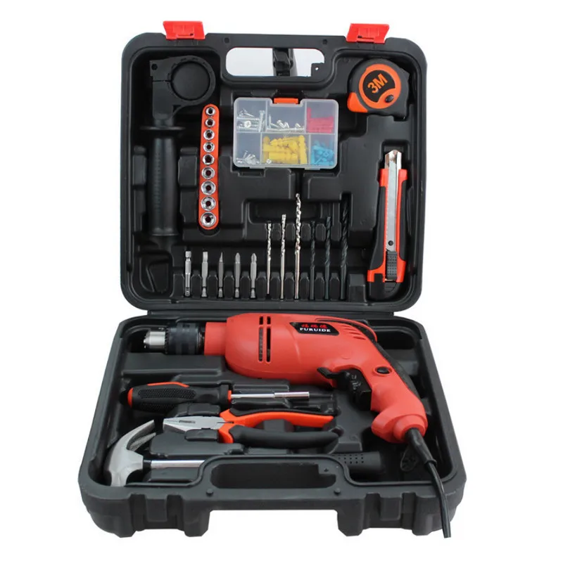 

220V 550W Impact Electric Drill Set For Home DIY Hammer/Plier/Socket/Knife Woodworking Electric Screwdriver Bits 86pcs Tool Set