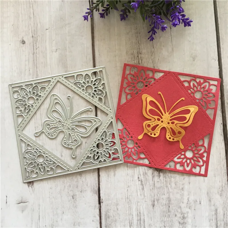 

DIY flower butterfly square box Scrapbooking Card Album Album Scrapbooking Embossing Paper Dies Cut Metal Craft Template