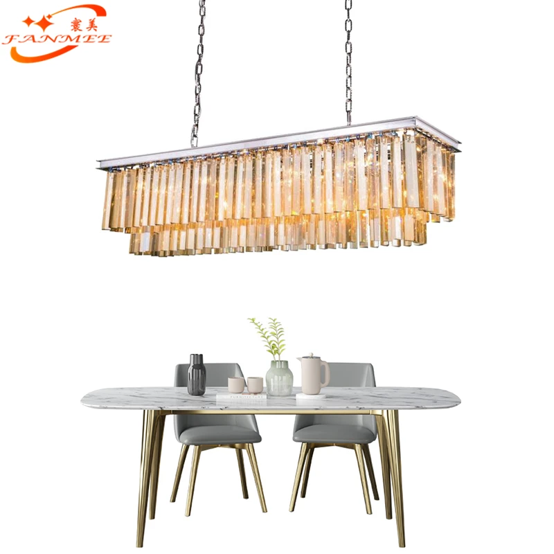 

Modern Luxury Odeon Crystal Chandelier Lighting Retro Nordic LED Chandelier Hanging Light K9 Crystal Prism Chandelier Lamp