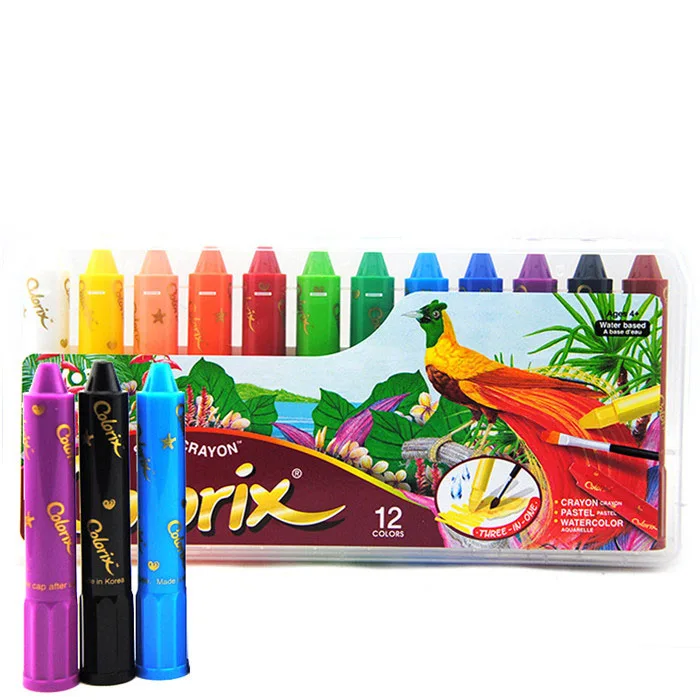 12 Colors/set Large Water soluble Soft Wax Crayon Art Setin Crayons