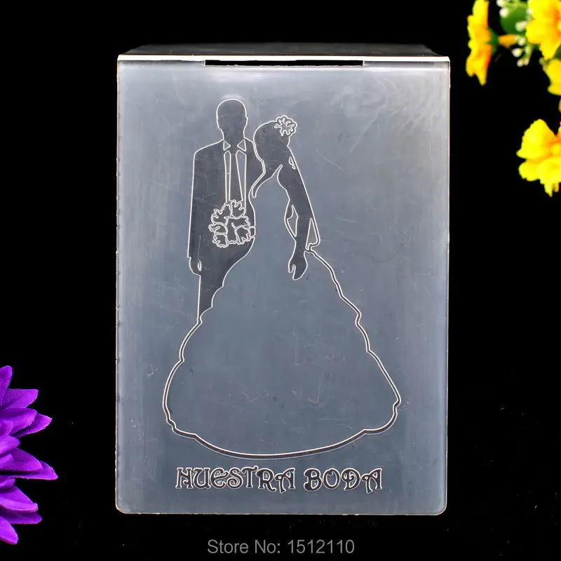 

Spanish NUESTRA BODA Our Wedding Plastic Embossing Folder For Scrapbook DIY Album Card Tool Plastic Template 10.6x14.5cm K610940