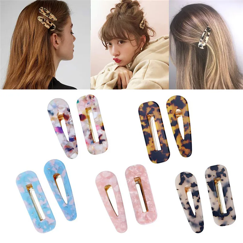 

Women Girls New Style Side Hair Clip Hollow Geometric Water Drop ShapeHairgrips Colored spinki do wlosow S1