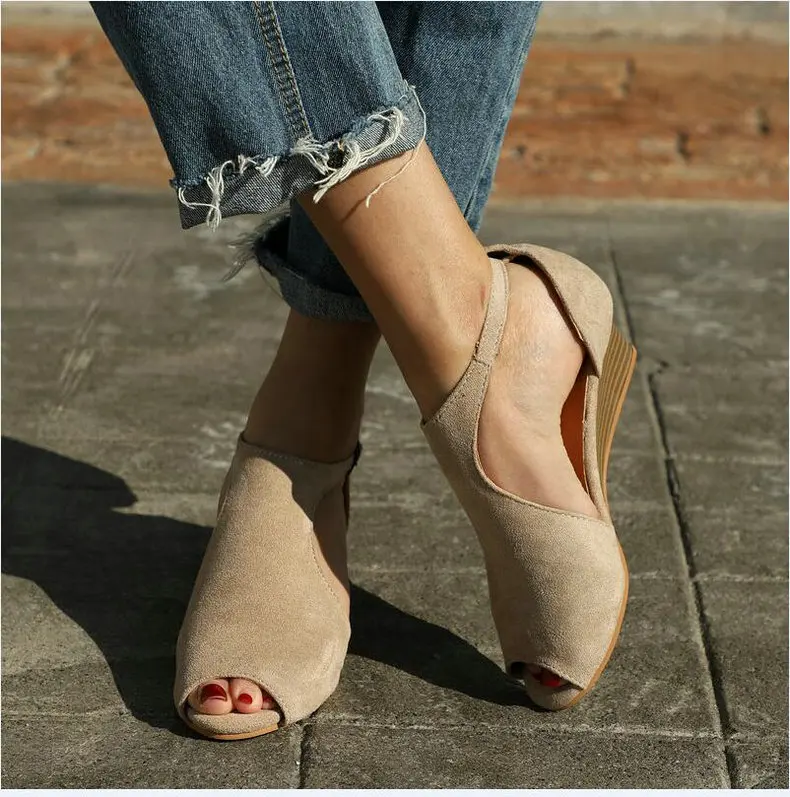 Women's Boots' Women Slip-On Fashion Ankle Summer Boots Women Plus Size High Heels Wedge Ankle Boots For Womens Winter Boot (14)