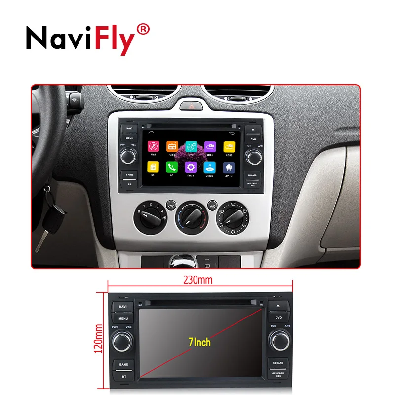 Perfect Navifly Free shipping! 7Inch 2din windows ce6.0 Car DVD Player For C-Max Connect Fiesta Fusion Galaxy Kuga Mondeo S-Max Focus 4