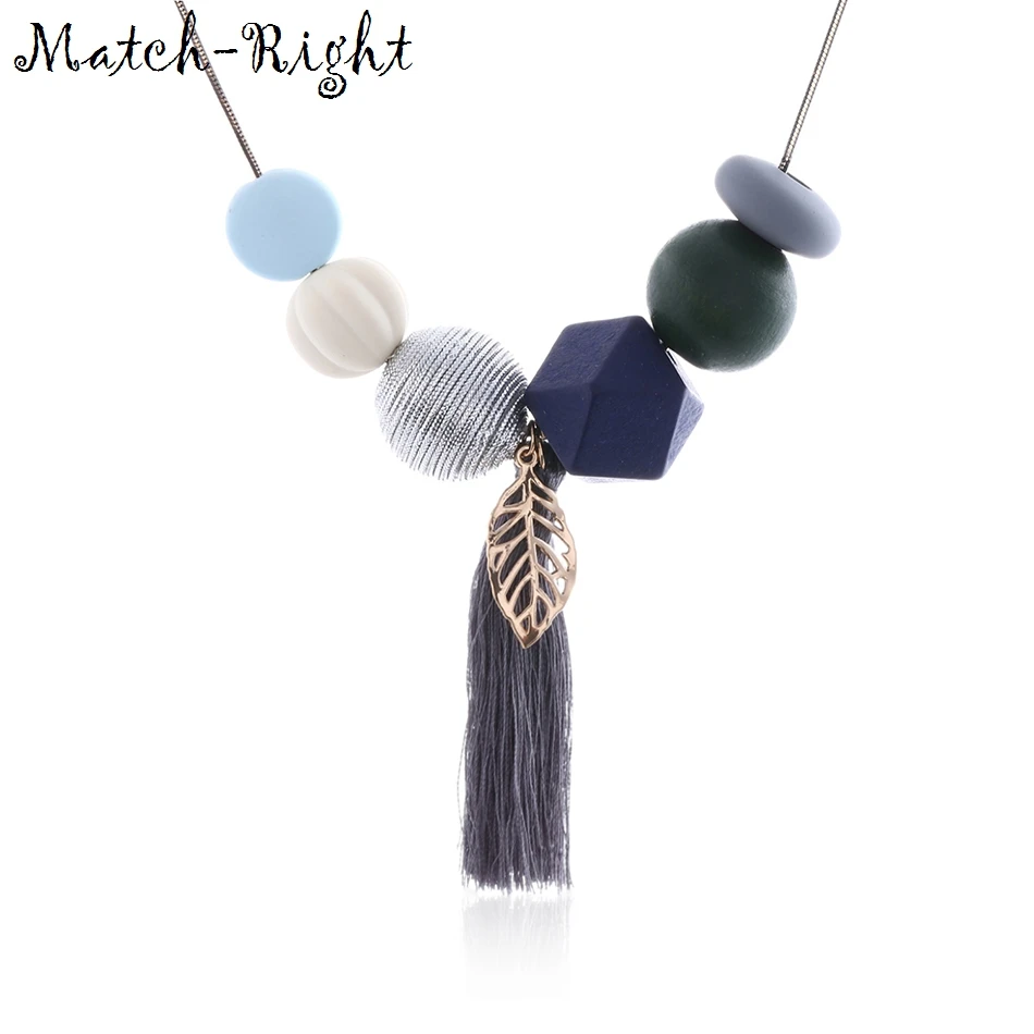 

Match-Right Women Necklace Statement Necklaces & Pendants Wood Beads with Tassel Necklace For Women Jewelry MX002