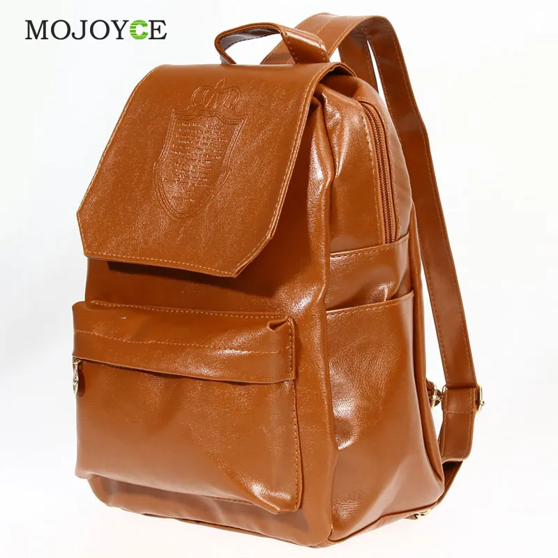 Fashion Oil Leather Backpack Women School Bags for Teenagers PU Leather Backpack 4 Colors Travel Bag  Pouch Mochila Feminina