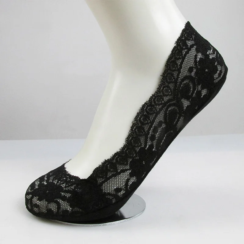 style 2 1/2 пар женских носков модные летние короткие носки с кружевными цветами для девочек Нескользящие невидимые носки-Тапочки - Цвет: style 2