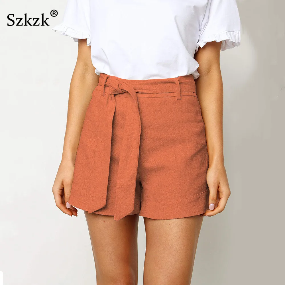 Szkzk Short Women 2019 Summer Casual High Waist Loose Drawstring Female Bottoms Yellow Blue Orange Fitness Lady Short Pant Szkzk Short Women 2019 Summer Casual High Waist Loose Drawstring Female Bottoms Yellow Blue Orange Fitness Lady Short Pant