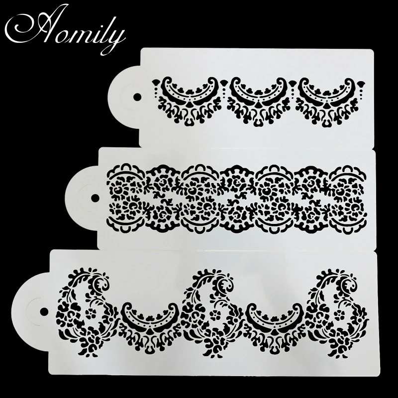 3 шт./компл. трафарет для торта Aomily Damask кружевное украшение на день рождения