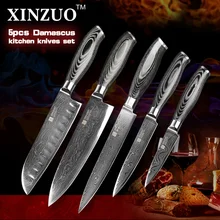 5 stücke küchenmesser set 73 schichten Japanischen VG10 Damaskus stahl küche messerset hackmesser chef utility holzgriff kostenloser verschiffen