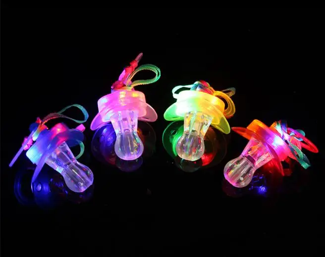 200 teile/los Led Schnuller Pfeife Licht Halsketten Nippel Blinkende Kinder Spielzeug Für Weihnachten Bar Partei Liefert