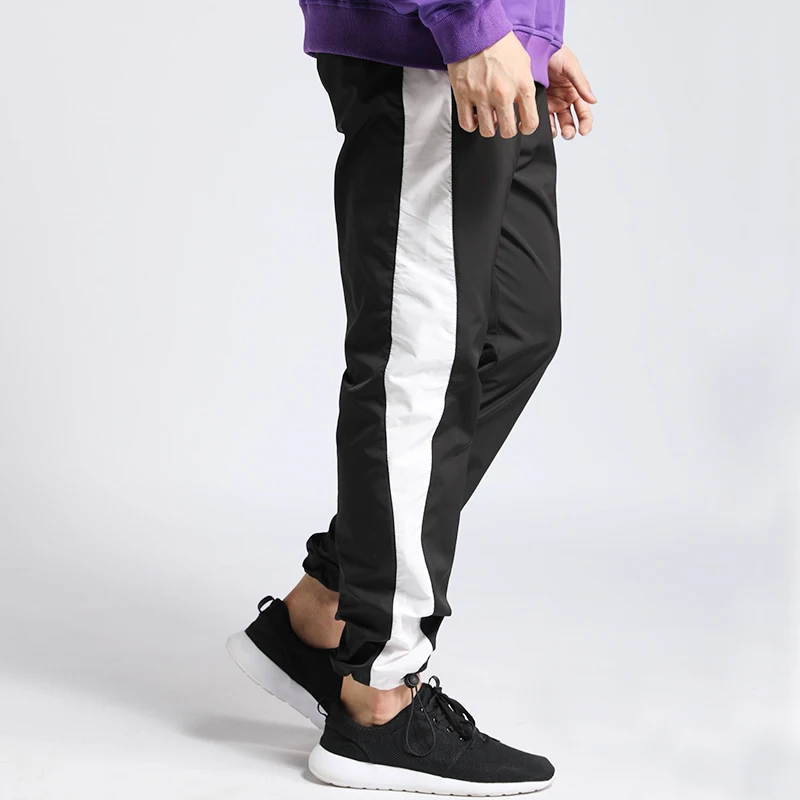 

Hot Men's Sweatpants Side Stripe Hip Hop Track Pants Street Wear Skinny Jogger Sweatpants Elastic Waist Male Casual Trousers