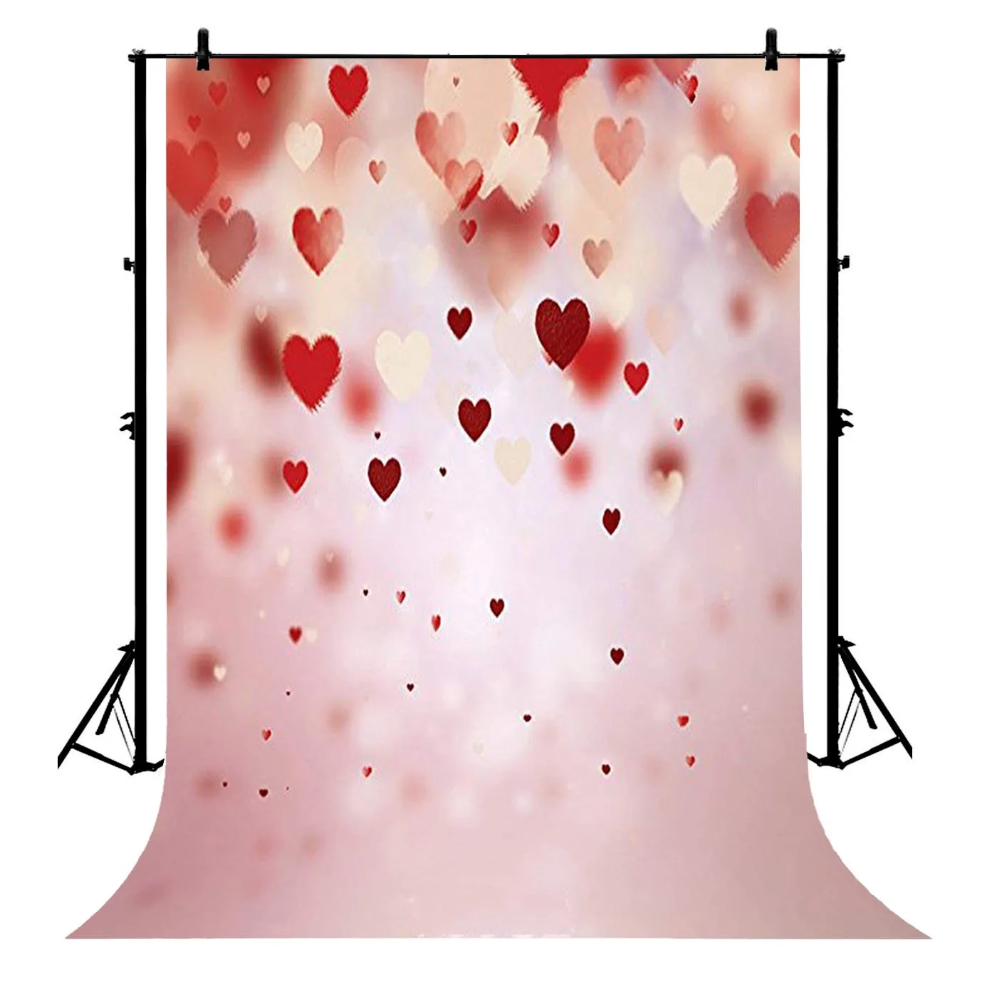 

5x7ft Valentine Day Red Hearts Bokeh Halos Glitter Polyester Photo Background Portrait Backdrop