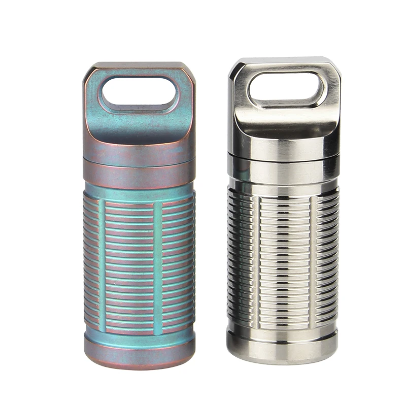 

Tiartisan Portable Titanium Pill box Case Waterproof Battery Storage Ultralight Titanium Container