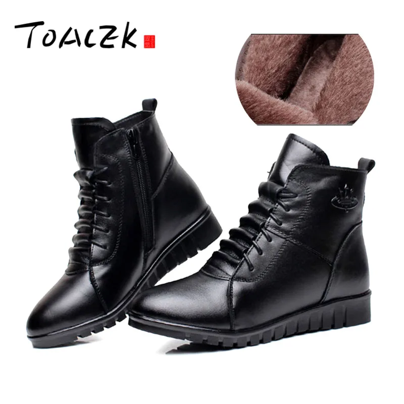 

female winter cotton shoes plus velvet warm short boots flat short tube soft bottom leather women's boots large size 35-43