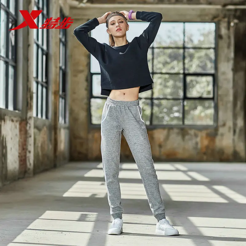 882128059106 XTEP Женские худи, свитеры для бега фитнес-толстовки тренировочная свободная спортивная одежда