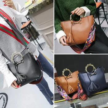 

2018 new fashion Korean version simple one with wide shoulder strap air handbag single shoulder slanting over woman's bag