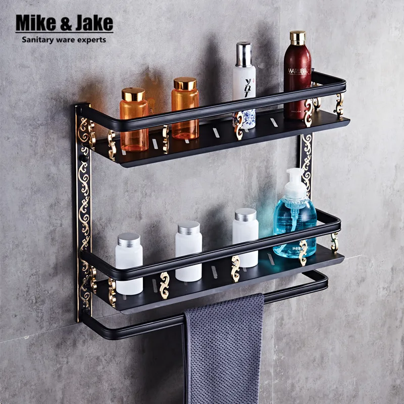 Buy Bathroom shelf 50cm length black aluminum bathroom corner shelf bathroom