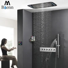 Luxury Rainfall Ceiling Shower Head LED Shower Set Faucets Tap Shower Thermostatic Mixer Valve Big Waterfall 304SUS Showers Bath
